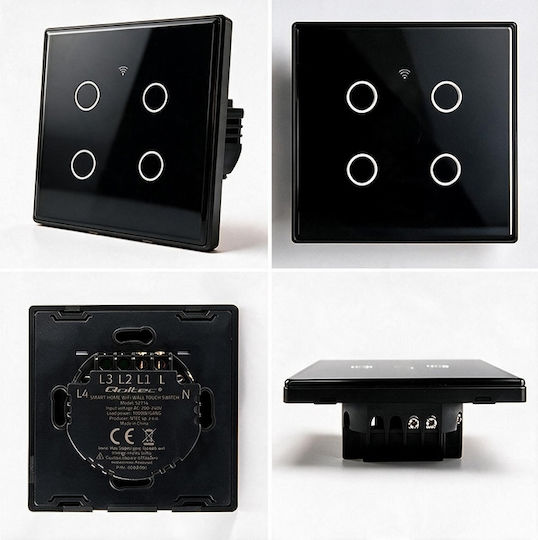 Qoltec Recessed Touch Wall Switch Wi-Fi with Frame Black