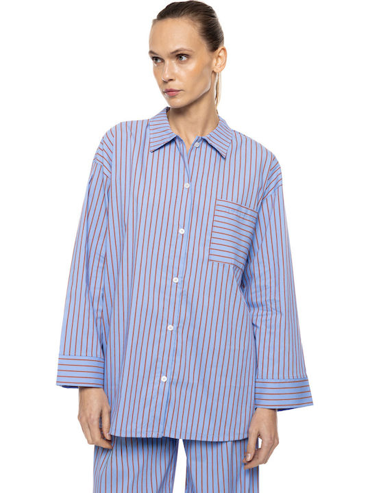 Pink Label Winter Women's Pyjamas Set Soft Blue/bordeaux