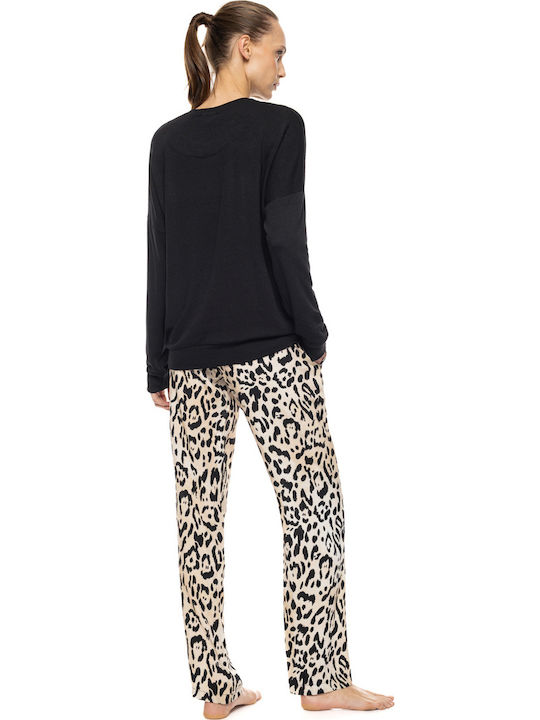 Pink Label Set de pijamale de damă de iarnă bej