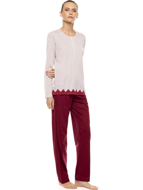Pink Label Winter Women's Pyjamas Set Bordeaux