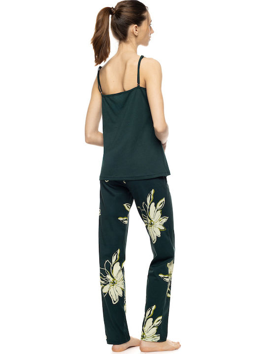 Pink Label Halat De Iarnă Pentru Femei Cu Pijama Verde