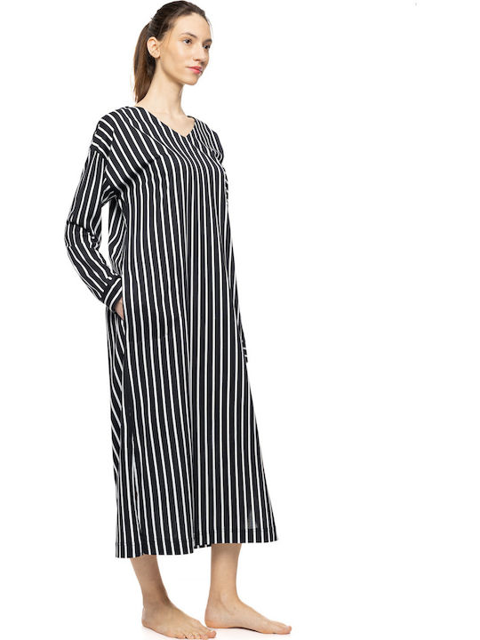 Pink Label Winter Women's Nightgown Navy Pink Label Winter Women's Nightgown Navy