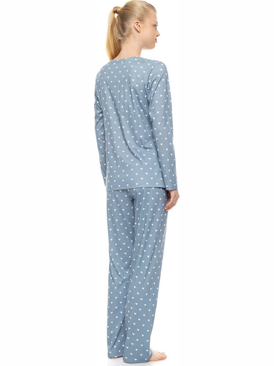 Pink Label Winter Women's Pyjamas Set Stone Blue