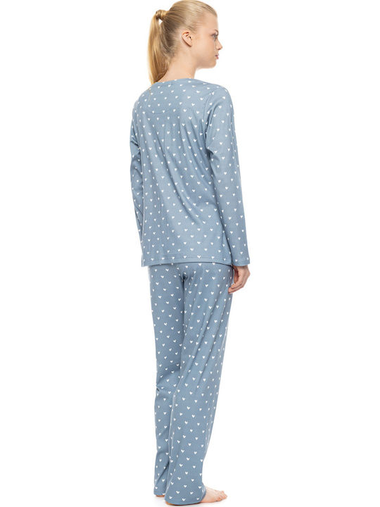 Pink Label Winter Women's Pyjamas Set Stone Blue