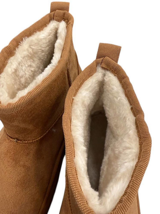 Damen Stiefeletten mit Pelz Braun