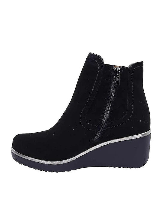 Leder Damen Stiefeletten Schwarz