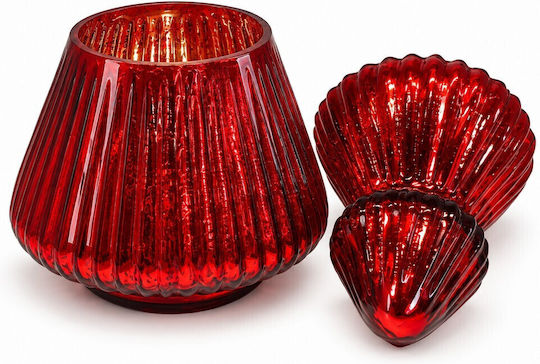 Weihnachtskerzen Glas Kerzenleuchter Rot 18x10cm