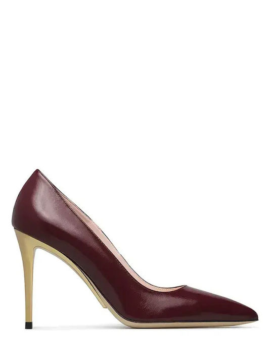 Leder Spitze Zehe Pumps Lila