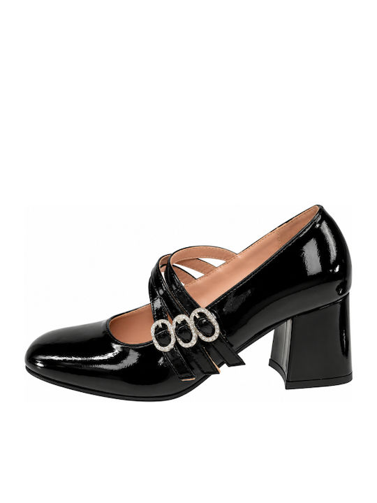 Heels from Patent Leather with Medium Heel Black WM-MP7006-1-27HH-BLACK