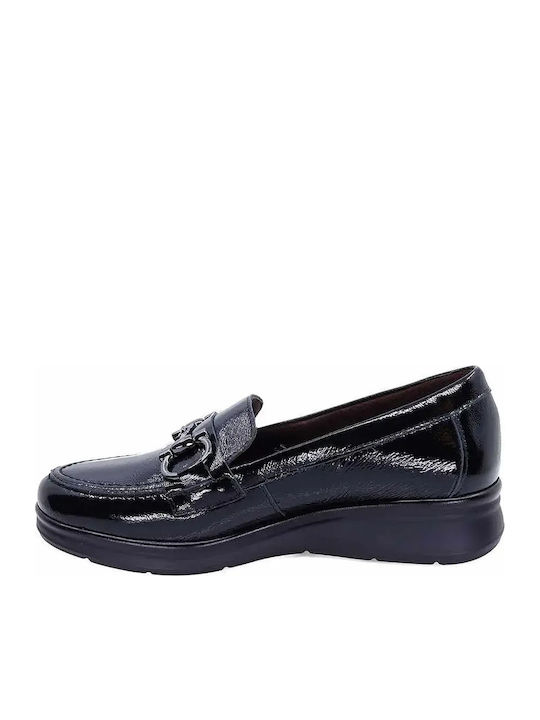 Leather Women's Moccasins In Black Color