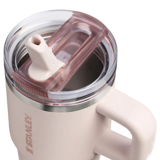 Stanley Чаша с Дръжка Термос Неръждаема Стомана Без BPA 590ml Розов Кварц с Сламка и Дръжка
