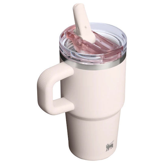 Stanley Чаша с Дръжка Термос Неръждаема Стомана Без BPA 590ml Розов Кварц с Сламка и Дръжка