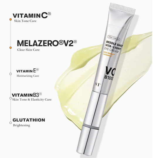VT Cosmetics Reedle Shot Vita Light Околоочен Крем за Тъмни Кръгове Стягане на Кожата Торбички Хидратация и Блясък 15ml