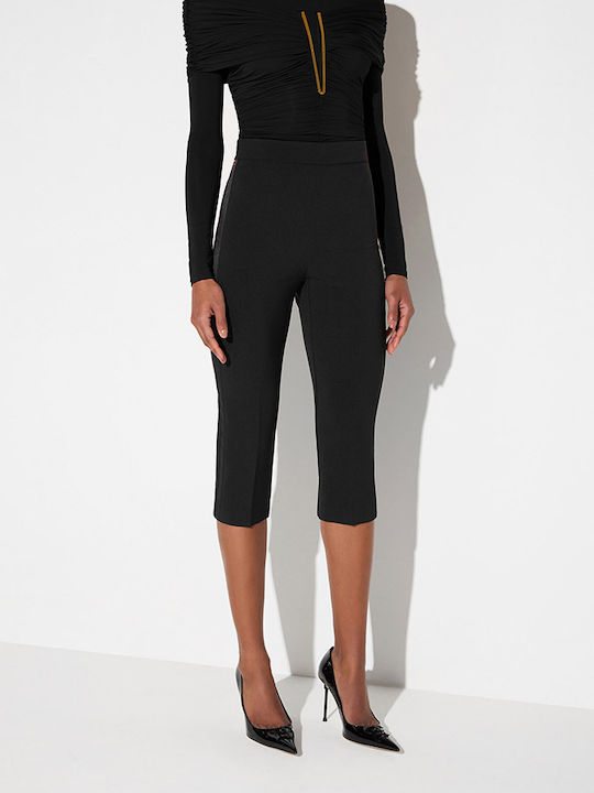 Women's Satin Trousers in Slim Fit Black