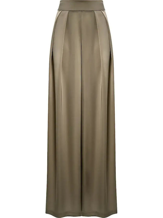 Women's High Rise Satin Pantaloons in Regular Fit Olive