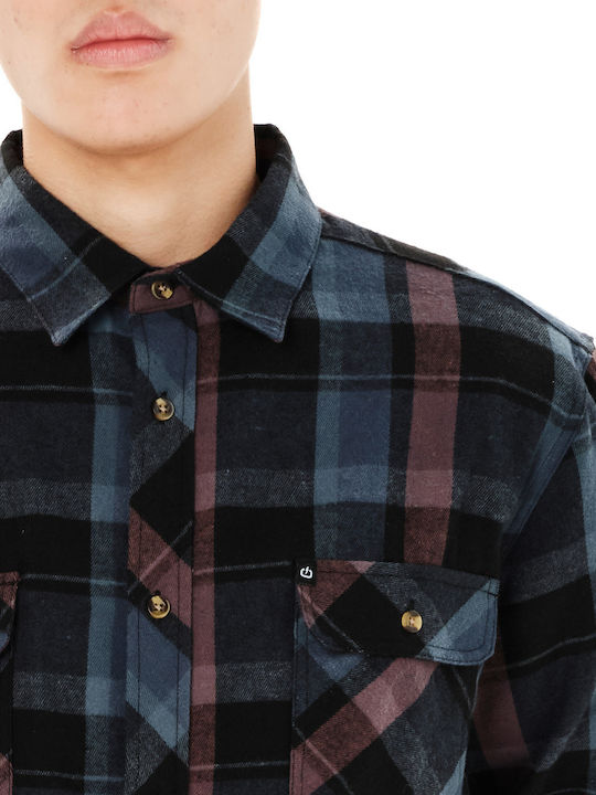Long Sleeve Flannel Shirt in Regular Fit, Blue Checked