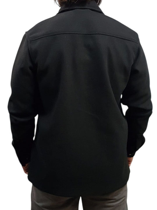 Long Sleeve Overshirt in Narrow Fit Black
