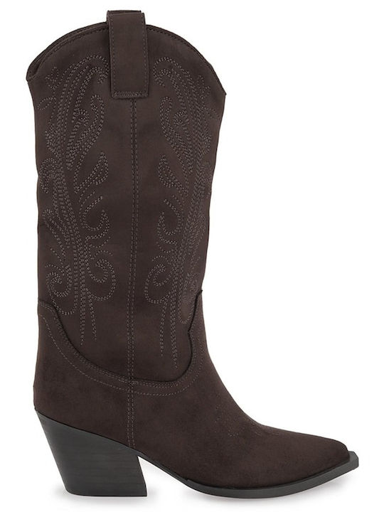 Damen-Cowboystiefel mit mittelhohem Absatz Braun