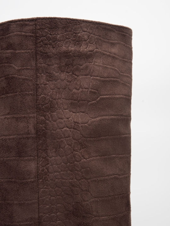 Wildleder Damenstiefel Braun Über dem Knie