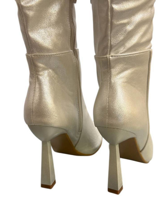 Damenstiefel mit Hochabsatz Silber