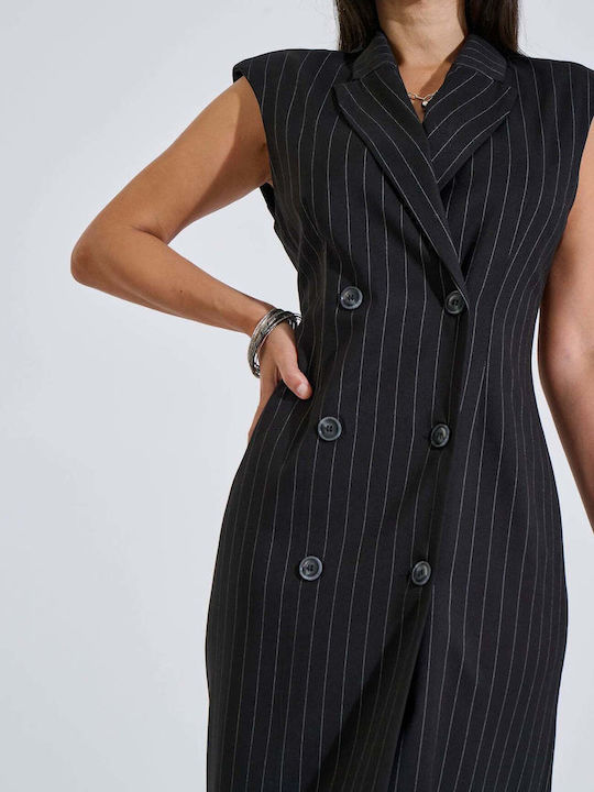 Summer Midi Shirt Dress Black