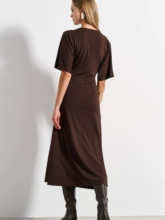 Sommer Midi T-Shirt Damenkleid Braun