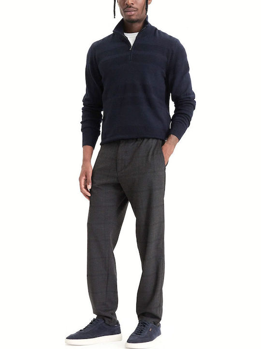 Herrenhose Chino Elastisch Verjüngt Schwarz-Grau