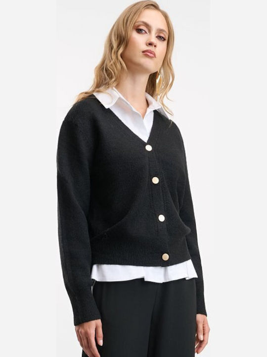 Women's Knitted Cardigan with Buttons Black