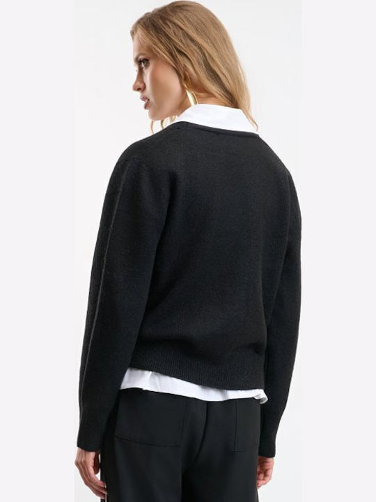 Women's Knitted Cardigan with Buttons Black
