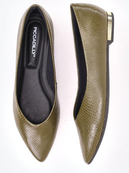 Damen Ballerinas Spitz zulaufend Gold