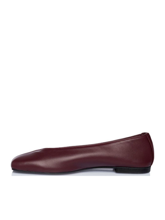 Leder Damen Ballerinas Burgundisch