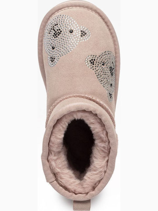 Leather Kids Pink Ankle Boots