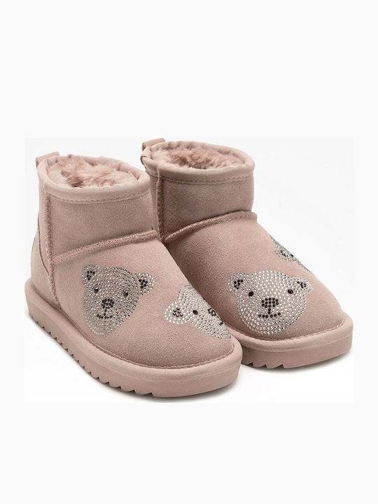 Leather Kids Pink Ankle Boots