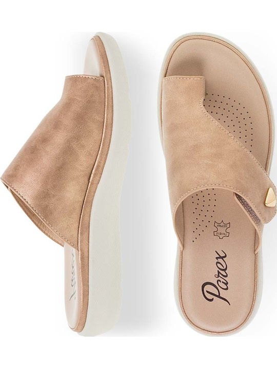 Кожени Дамски Анатомични Сандали Flatforms Бежови