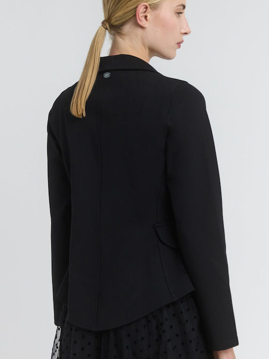 Namaste Long Women's Waisted Blazer Black