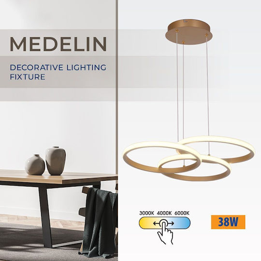 Vivalux Gold LED Pendant Light with Adjustable White Light 50x47x150cm Vivalux Gold LED Pendant Light with Adjustable White Light 50x47x150cm