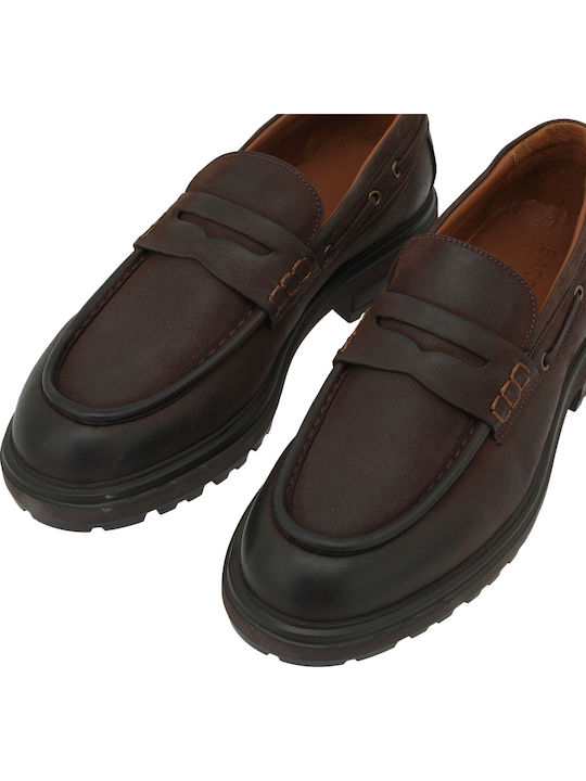 Δερμάτινα Ανδρικά Loafers σε Καφέ Χρώμα