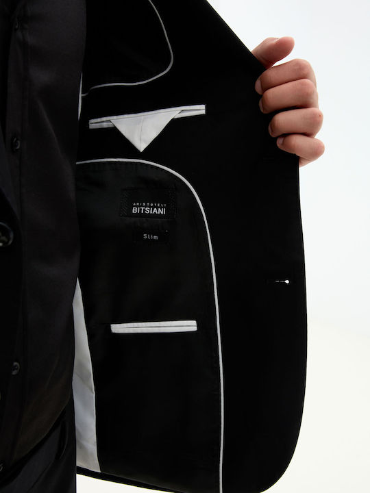 Jachetă De Costum Pentru Bărbați Cu Fit Slim Negru