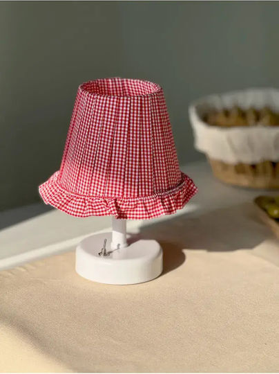 SteweHome Fabric Table Lamp for E14 Socket with Red Shade and White Base SteweHome Fabric Table Lamp for E14 Socket with Red Shade and White Base