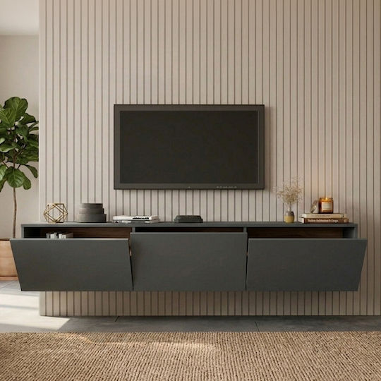 Έπιπλο TV Επιτοίχιο Ανθρακί 150x31.4x30εκ. Έπιπλο TV Επιτοίχιο Ανθρακί 150x31.4x30εκ.