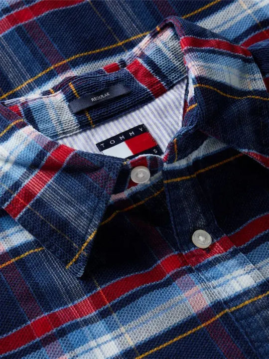 Long Sleeve Corduroy Checked Shirt Dark Blue Check