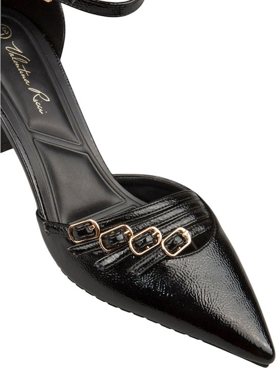 Pantofi cu toc din lac Negre