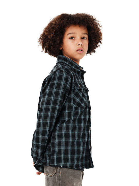 Kinderhemd Langärmelig Grünes Karomuster 262.EK60.80-Pine-Grün-Schwarz
