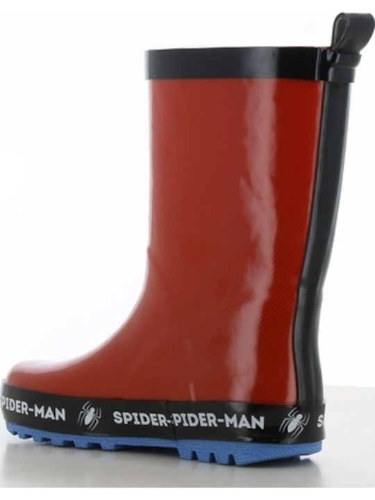 Cizme de cauciuc copii cu captuseala interna Spiderman Roșii