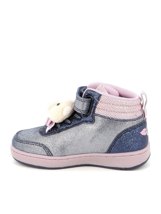 Kids Ankle Boots with Laces & Lights Blue
