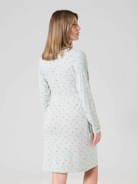 Prenatal Νυχτικό Εγκυμοσύνης & Θηλασμού Πράσινο Παστέλ Φλοράλ