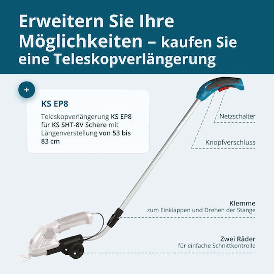 Könner & Söhnen Könner & Söhnen Heckenschere Batterie 8V 1x2Ah mit Klingenlänge 12cm