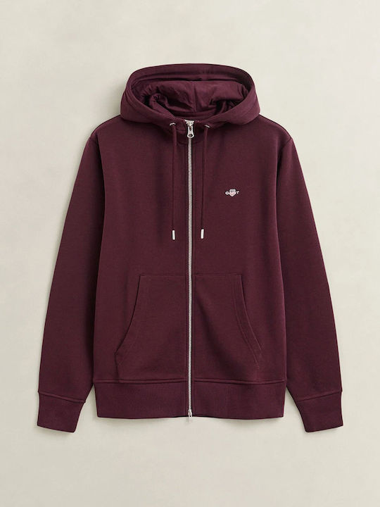 Gant Shield Strickjacke Dunkelpink mit Kapuze