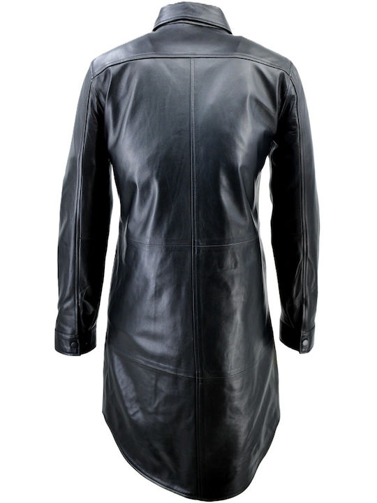 Leather Women's Double Sided Jacket for Winter Black