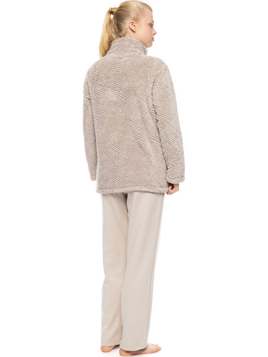 Pink Label Winter Women's Fleece Robe Sand